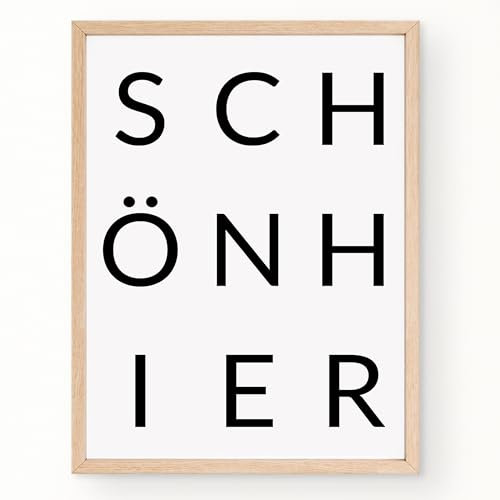 Little Mathilda- Poster Moderne Wanddekoration: Schwarz-Weiß Poster - 'Schön Hier' - Bilder wohnzimmer Schlafzimmer deko, bild Küche Badezimmer deko - (A3, A2, A4, 40x30, 70x50)- Poster Spruch