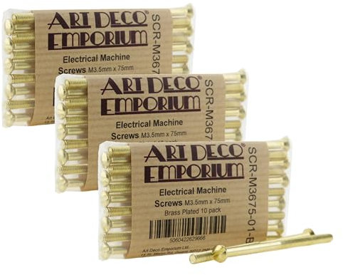 Electrical Machine Screws M3.5mm x 75mm for Switches or Sockets in Brass Finish 3x10 (30) Pack