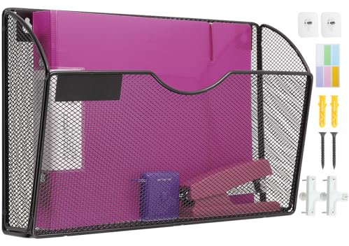 ideallife Dokumentenhalter mit 1 Tasche, Zeitschriften Wandhalter, Dokumentenhalter mit Etikett, ideal für Zeitschriften, Briefe, Papier und Schreibwaren