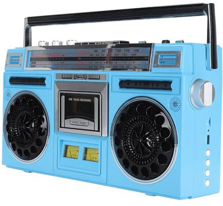 Kassettenrekorder, Bluetooth Boombox, FM MW SW1 SW2 Radio Stereo, Kassettenrekorder mit Höhenregler und Bassverstärkung