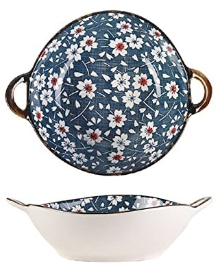 TJLVYCNB Platos Desechables CP, ensaladera de cerámica con Asas, Cuenco for Sopa, Plato de Fruta, vajilla, Horno microondas, Plato for Hornear, Plato de Cena