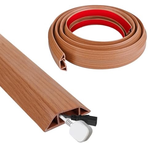 Kabelkanal Selbstklebend, 5cm*300cm Kabelkanal Flexibel, PVC Kabelkanal Holzoptik, Leicht zu Schneiden Montage, Kabelschutzmatte für Haus, Büro, Schule, Lager