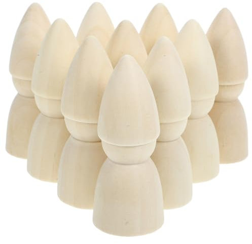 Toyvian Unfinished Wooden Peg Dolls, 10Pcs Wooden Gnome Peg People Bodies Figure Decorative Doll for Kids Painting DIY Art Craft Graffiti Party Decor