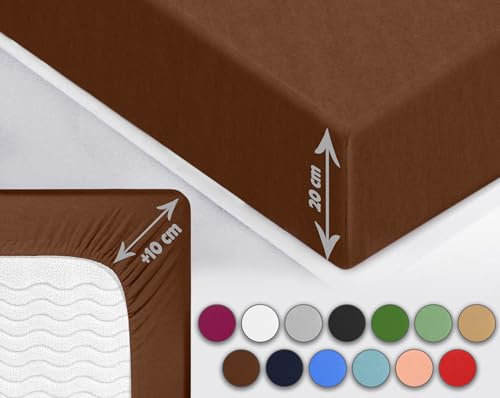 Sesto Senso Spannbettlaken 180x200cm Braun für Topper Jersey Baumwolle