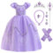 PIXUYE Robe de Sofia Fille Deguisement Costume de Princesse Sofia Costume Tutu Tulle Violette avec Accessoires pour Halloween Cosplay Noël Robe de Soirée Cérémonie Anniversaire,150cm