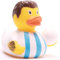 Duckshop I Badeente Fußball-Star - Weiss inkl. Quietscheentchen-Schlüsselanhänger im Set I L9cm I Quietscheente I Geschenk für Fußball-Fans I