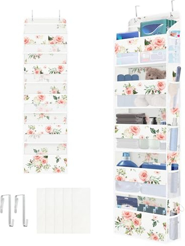 Clastyle Blume Tür Hängeaufbewahrung für Kinder Türorganizer | Hängeorganizer für Camping Bad Schrank Schlafzimmer Badezimmer Tür Organizer Spielzeug Windel