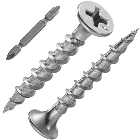 ORTAVA 200 Stück Schnellbauschrauben 3,9 x 30 mm, Trockenbauschrauben Grobgewinde und Kreuzschlitz Phosphatiert mit Schraubendreher Bit, Rigips Schrauben, Gipskartonschraube, Holzschrauben (Silber)