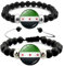 ZENRUIMING Armband mit syrischer Flagge, schwarze Perlen, handgefertigt, Stretch-Seil, Outdoor-Sportarmband, 2 Stück, Adjustable, Harz Glas, Kein Edelstein