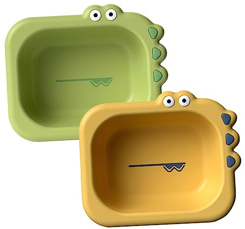 QUMIIRITY 2Stücke Junge Mädchen Waschbecken für Neugeborene Tragbares Cartoon Design Waschbecken Multifunktional für Bad Gesicht und Hände Praktisch und Platzsparend für Zuhause und Unterwegs