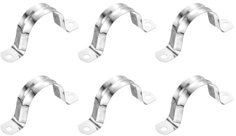 QUARKZMAN 6 Stück Rohrschellen, 42mm(1.65) 201 Edelstahl 2-Loch U-förmige Halterung Rohrhalter Rohrschellen zur Befestigung von Rohrleitungskabeln