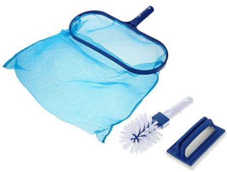 HYTROVE Juego De Limpieza para Piscinas Red De Malla Fina y Cepillo Multiusos, Incluye Extensible De Cinco Secciones, Adecuado para Mantenimiento De Piscinas Pequeñas, Spas y