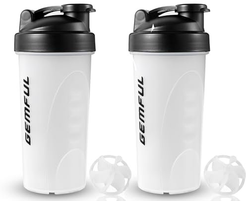 GEMFUL 750ml Shake Protéiné sans bisphénol A; idéal pour les Shakes protéinés, fitness, etc. (Pack de 2)