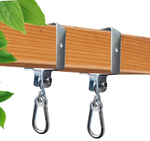 Spielturmking® Schaukelhaken 90x90 [2 Stück] Stahl verzinkt - Schaukelschelle mit Nylonlager und Karabinerhaken flüsterleise Schaukel Befestigung Schaukelhaken für Holzbalken 9x9 Schaukel Aufhängung