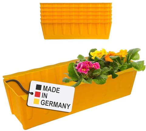 Hossi's Wholesale 6 Euro-Paletten Blumenkästen-Einsätze | 37,3cm Gelb | Pflanzkasten für Europalette Palette | Balkonkasten | Blumentopf | aus stabilen Kunststoff | Made in Germany