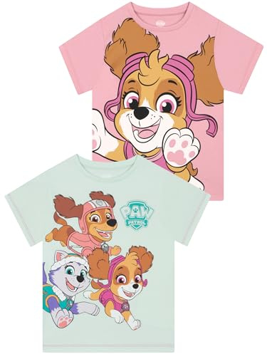 PAW PATROL Mädchen T-Shirt 2er-Pack, Sommer T-Shirts Für Mädchen, Set Mit 2 T-Shirts, Baumwoll-Kinderkleidung