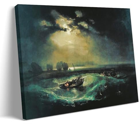 YYUEQIL Joseph Mallord William Turner, Kunstdruck, Motiv: Fischer am Meer, Wandkunst, Gemälde, Leinwand-Kunstwerke, Geschenkidee, ästhetischer Rahmen, 30 x 45 cm