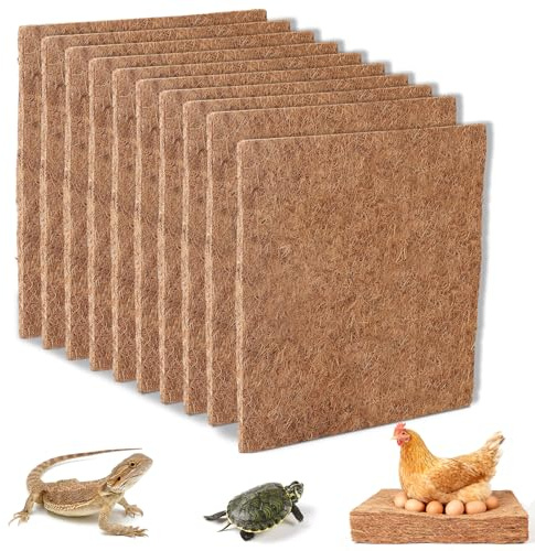 EFUTURETIME 10 x Hühnernest Einlage 30 cm x 30 cm Legenest Kokosmatte | Nistunterlage aus natürliche Kokosfaser, Wiederverwendbare Nestmatte Hühnerstall Hasenstall Zubehör