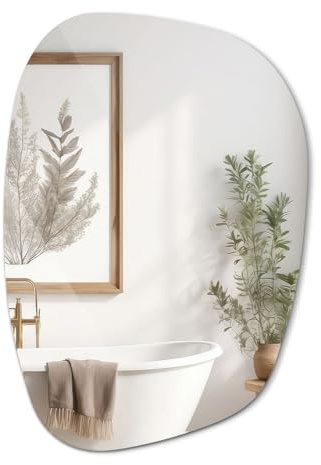 Tulup Spiegel Groß 90,9x66 cm für Badezimmer, Vorzimmer, Esszimmer, Schlafzimmer Minimalistisch Moderner Design Wandspiegel Unförmig Irregulär Organisch Asymmetrischer Industrial Style