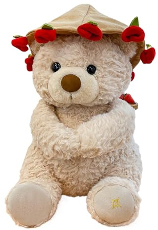 Orsacchiotto Di Peluche - Con Bouquet Di Rose Bambola Morbida E Coccolosa | Giocattolo Cuscinö Animale Imbottito | Regalo Gigante Da Orso Per Adulti, Donne, Uomini, Bambini, Ragazzi, Ragazze - I