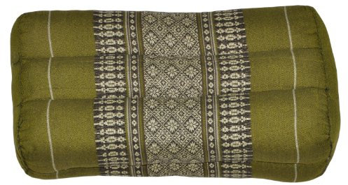 Thaiboo® Block Meditationskissen Kapok, Yogakissen Eckig, Yoga Pilates Zubehör, Stützkissen Bolster Rechteckig, Nackenkissen, Thaikissen fest Handgefertigt Vegan 37x12x18cm – Grün