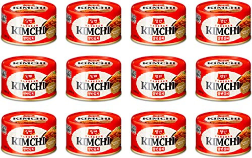 DONGWON Kimchi, koreanisch eingelegter Kohl [12x 160g] KIM CHI / Kimchee + ein kleines Glückspüppchen - Holzpüppchen