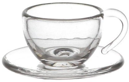 MyTinyWorld Dolls House Miniature Handmade Glass Tea Cup and Saucer