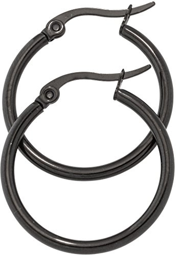 Jobo Damen-Creolen aus Edelstahl schwarz beschichtet Durchmesser 24 mm