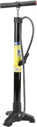 Pompa Officina Bici in Metallo Nera con Impugnatura Ergonomica a T – Gonfiaggio Rapido – Valvole Italiana, Francese, Americana – 3 Piedi Antiscivolo