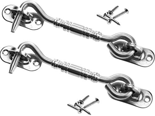 Fermaporta con gancio e occhiello in acciaio inox. 10,2 cm/15,2 cm/20,3 cm