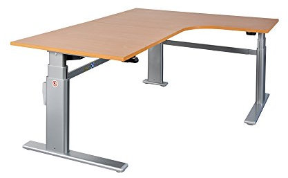 Dila GmbH Schreibtisch Winkelschreibtisch lange Seite links | Eckschreibtisch elektrisch höhenverstellbar Bürotisch Büromöbel Arbeitstisch Workstation (Buche)