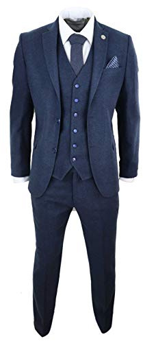 Mens Wool Tweed Suit 3 Piece Authentic 1920s Tailored Fit Classic