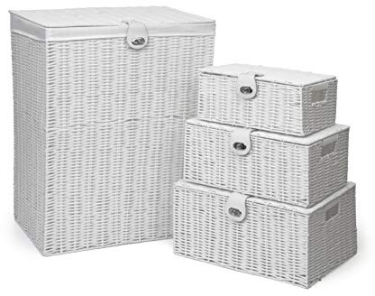 ARPAN Resin Laundry, Storage Basket Set with Lid - 5PCS Hamper, Bathroom Bin, Bedroom Organizer for General Storage Washing Clothes, Towel, Soap, Shower Gel