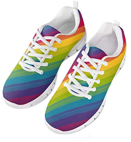 POLERO Neuheit Irisierter Regenbogen Dunkle Farbe Schuhe Damen Herren Slipper Bequemer Sneaker Sportschuhe Leichte Laufschuhe Laufschuhe Schnürschuhe Freizeitschuhe 39 EU