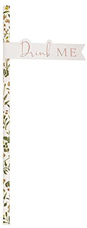 Ginger Ray Rose Gold Foiled Afternoon Tea Party Flag Straws 16 Pack Let's ParTea