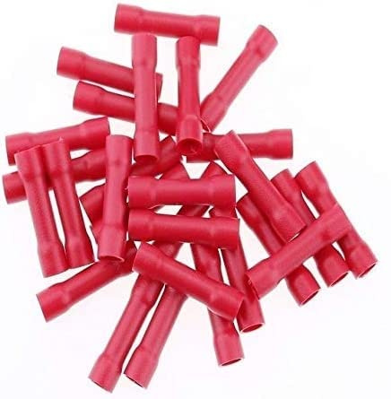 K M Electronics® 100 RED Butt Insulated Wire Cable Electrical Crimp Terminal Joiners