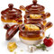 Kook Keramikschüssel-Set für französische Zwiebelsuppe, mit großen Griffen, spülmaschinenfest, mikrowellengeeignet, Backofen und Bräter, braun/weiß, 4 Stück, 4 Stück, 4 Stück, Puebla Collection