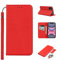 Copmob iPhone 11 Case With Card Holder With Strap,Genuine Leather Flip Wallet Case,[3 Slots][Magnetic Closure][RFID-Blocking],Phone Case Cover for iPhone 11 - Red