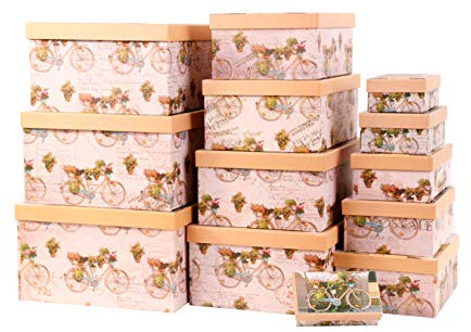 Mediablue Aufbewahrungsboxen Schachteln Geschenkbox im 13er Set mit Deckel Verschiedene Designs (Fahrrad 1)