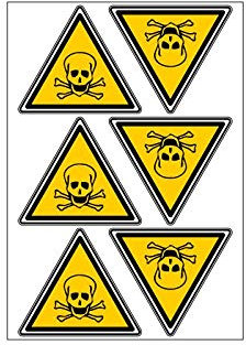 Signalétique.biz France - Planche A4 6 Stickers Danger - Danger DE Mort - Dimensions : 80 x 70 mm - Autocollant - Protextion Anti-UV