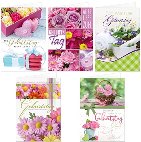 Geburtstagskarten mit feiner Prägung im Set, 20 Klappkarten mit Umschlag. Nicht das kleinere A6-Format!