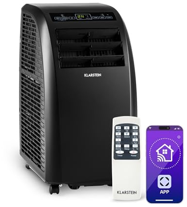 Klarstein Portable Air Conditioner, 4-in-1 Cooling Air Conditioning Unit for Home & Offices, AC with Night Mode, Dehumidifier & Ventilator, Low Consumption Smart Aircon, Portable AC Unit, 10000 BTU