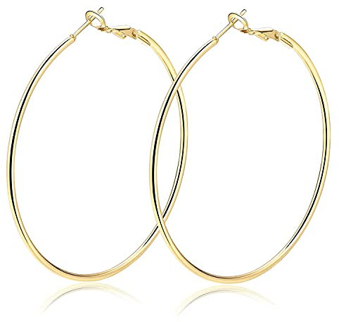 AURSTORE Ohrringe, Creolen, für Damen, aus Edelstahl, groß, modisch, Schmuck, Geschenke für Frauen, 40mm, Gold, Edelstahl, Kein edelstein