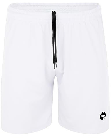 STARK SOUL Sporthose kurz ohne Innenslip - feuchtigkeitstransportierende Trainingshose, elastischer Bund, Herren und Kinder Größen, Weiss, Größe L
