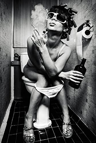 Toilet Cam - Party Hard - Poster Plakat Druck - Größe 61x91,5 cm + Wechselrahmen, Shinsuke® Maxi MDF Weiss, Acryl-Scheibe