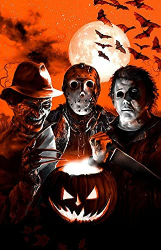 SIGNCHAT Metall-Blechschild, Retro-Stil, Halloween, Freddy Krueger, Jason Voorhees & Michael Myers, Filmposter, Erntedankfest, 20,3 x 30,5 cm