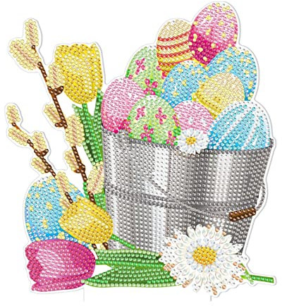 RAILONCH 5D DIY Ostern Diamond Painting, Hase Ostereier Handwerk Ornamente mit Aufsteller, Oster Deko Geschenk zum für Wand Und Eingang Dekoration (#4)