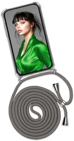 ONEFLOW Handykette für Samsung Galaxy S22 Plus Hülle mit Band, Handyhülle mit Kette abnehmbar, Handyband zum Umhängen, Handy Umhängeband Lange Handykordel, Twist Case – Dunkelgrau