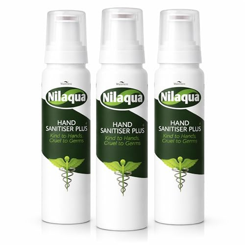 Nilaqua Hand Sanitiser Plus Foam 90ml x 3 – Waterless Hand Cleanser – Kind to Hands, Cruel to Germs – No Water Required – Gentle Skin Formula – Travel Friendly – 3 Pack