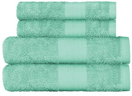Victorio & Lucchino Juego de Toallas 100% Algodón - 2 Toallas Baño Ducha 70x140cm + 2 Toallas Lavabo 50x100cm - Color Aqua